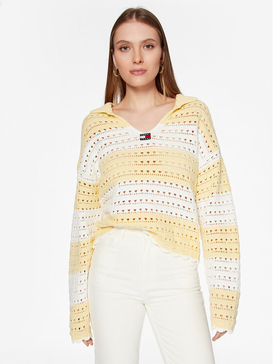 Tommy Jeans Pulover Summer Crochet DW0DW15404 Colorat Relaxed Fit
