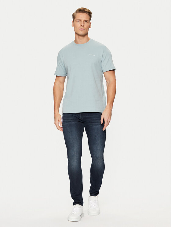 Calvin Klein Calvin Klein Majica Micro Logo Interlock T-Shirt K10K109894 Modra Regular Fit