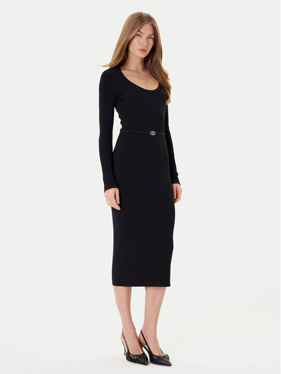 TWINSET TWINSET Rochie tricotată 252TP3352 Negru Slim Fit