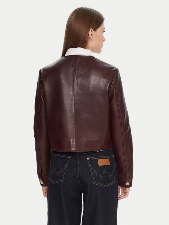 Tommy Hilfiger Tommy Hilfiger Кожено яке WW0WW46861 Бордо Regular Fit