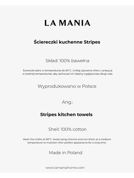 La Mania La Mania Komplet ścierek Stripes Biały