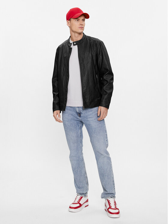 Guess Guess Dirbtinės odos striukė M4RL08 WFW30 Juoda Regular Fit
