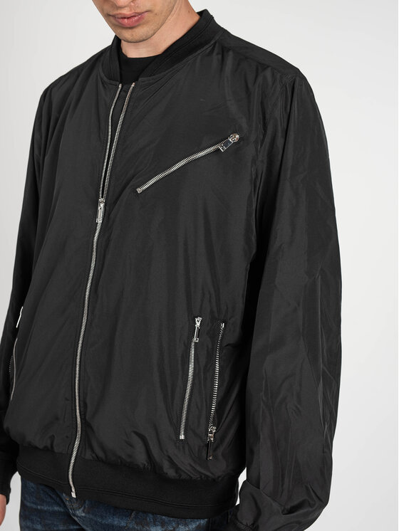 Les Hommes Les Hommes Bunda pro přechodné období LKO102 250U | Light Weight Nylon Bomber with Multiple Zips Černá Regular Fit