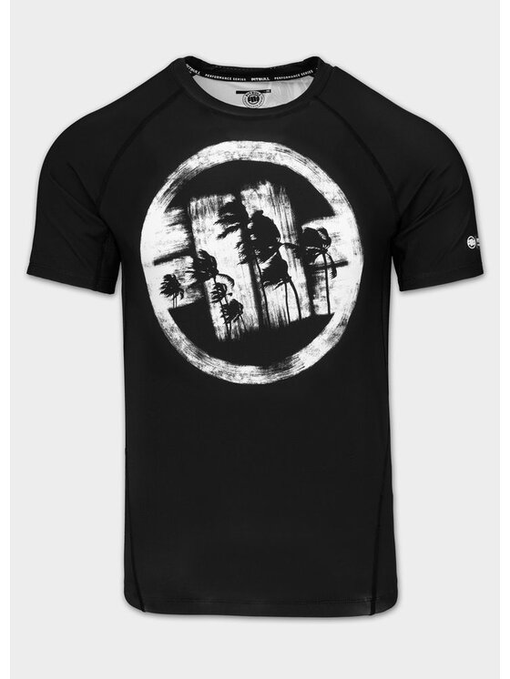 PITBULL PITBULL Koszulka techniczna LOGO PALMS Czarny Regular Fit