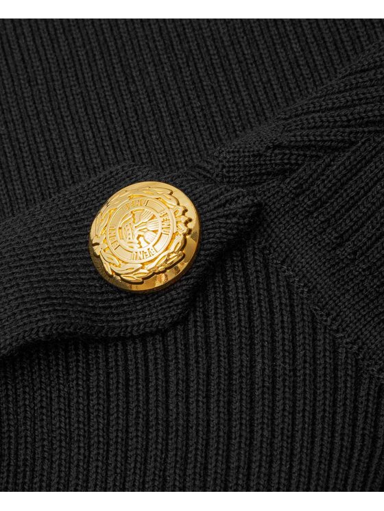 BENU BENU Maglione CZARNY MERINO WOOL Nero Slim Fit