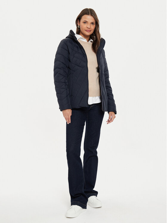 Tommy Hilfiger Tommy Hilfiger Pūkinė striukė Chevron WW0WW42623 Tamsiai mėlyna Regular Fit