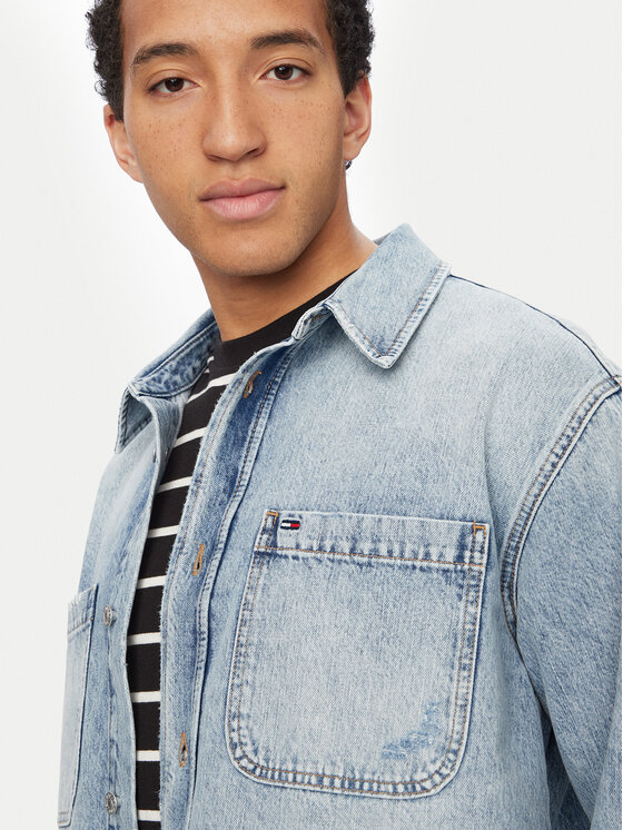 Tommy Jeans Tommy Jeans džínsová košeľa DM0DM23269 Modrá Relaxed Fit