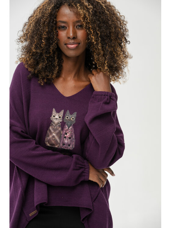 blue shadow blue shadow Sweter Kety Fioletowy Regular Fit