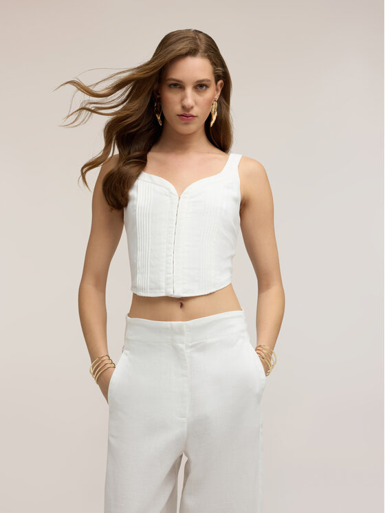 Motivi Motivi Top D052Q000559N011 Bianco Cropp Fit