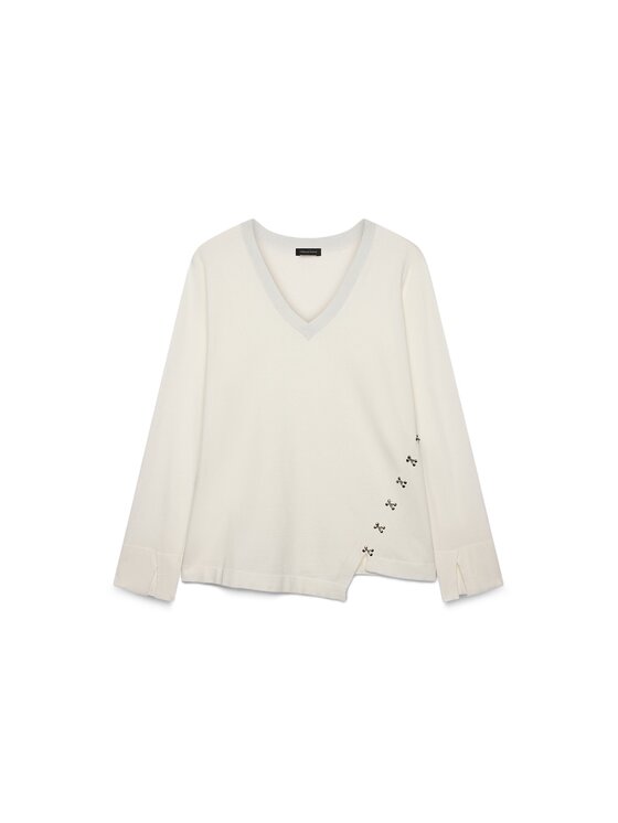 Fiorella Rubino Fiorella Rubino Sweter M350L008633N011 Biały Boxy Fit