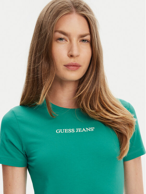 Guess Jeans Guess Jeans T-Shirt W4YI01 J1314 Zielony Slim Fit