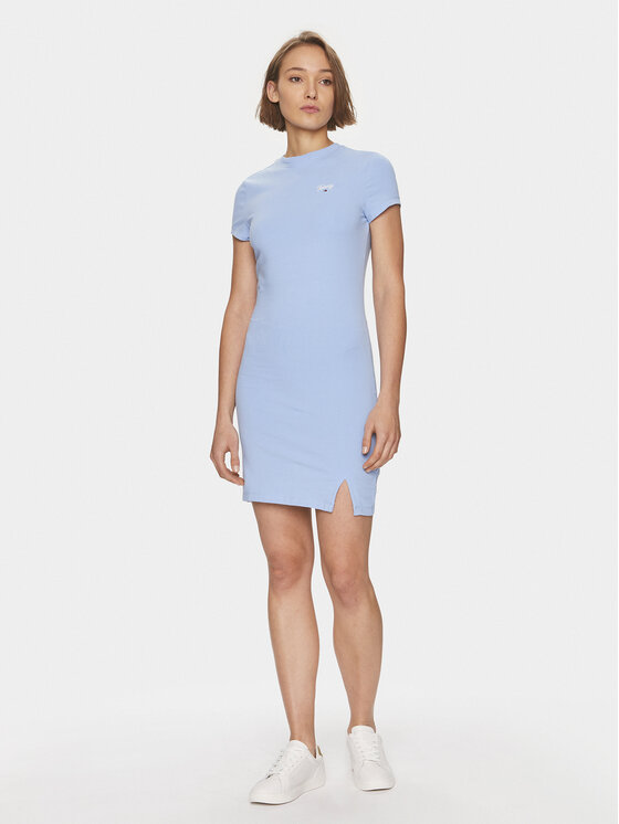 Tommy Jeans Tommy Jeans Rochie de vară Script DW0DW17926 Albastru celest Regular Fit