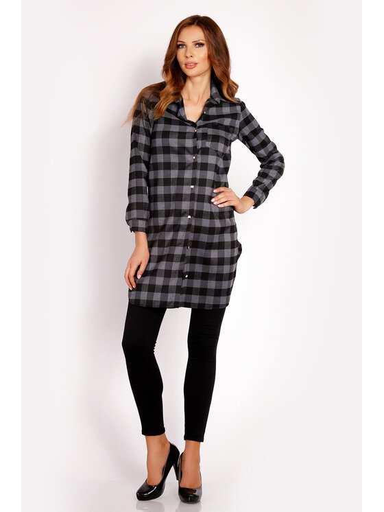 Awama Awama Koszula L002 Szary Basic Fit