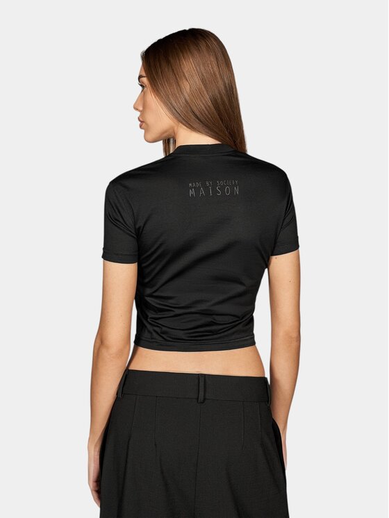 MADE BY SOCIETY MADE BY SOCIETY T-Shirt Contour Crop - T27857 Czarny Basic Fit