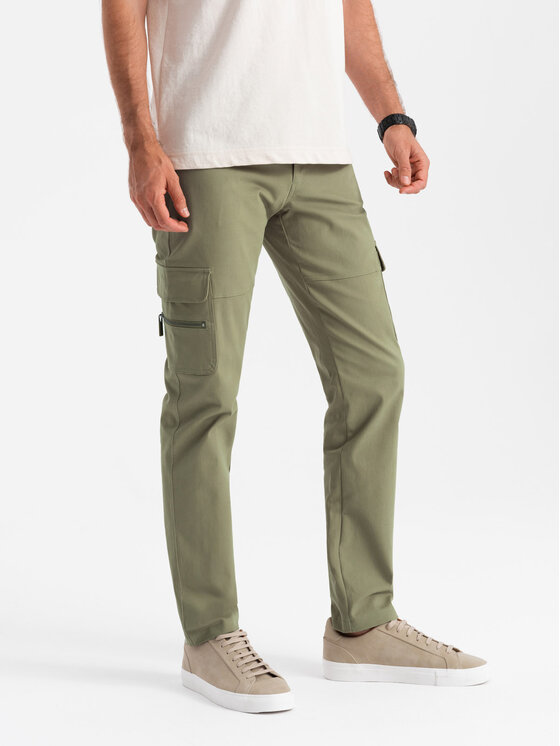 Ombre Ombre Spodnie dresowe OM-PACG-0204 Zielony Regular Fit