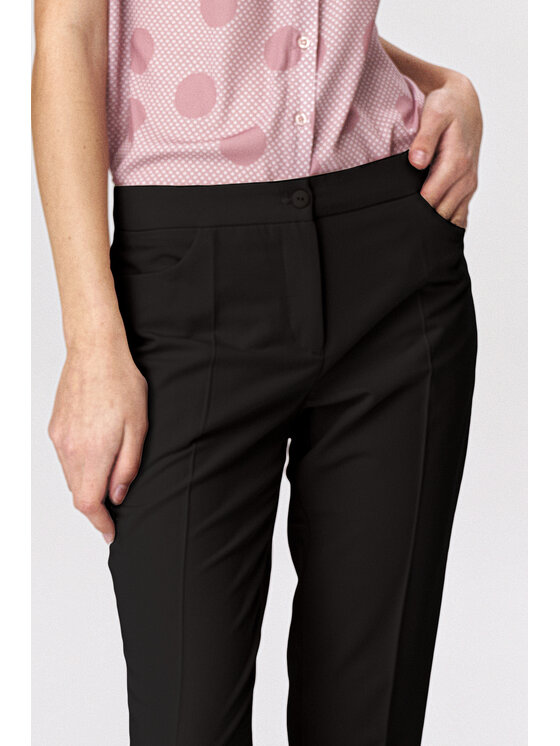 NIFE NIFE Kalhoty z materiálu SD39 Černá Classic Fit