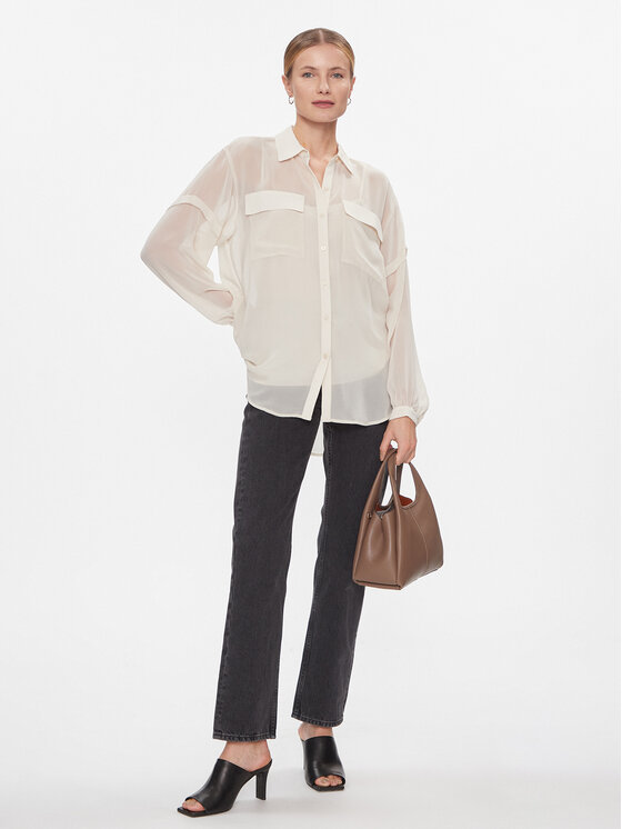 DKNY DKNY Koszula P3KMGV44 Beżowy Relaxed Fit