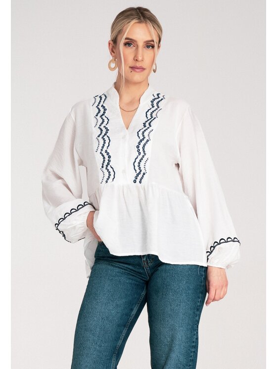 FIGL FIGL Blúzka M1192 Biela Flared Fit