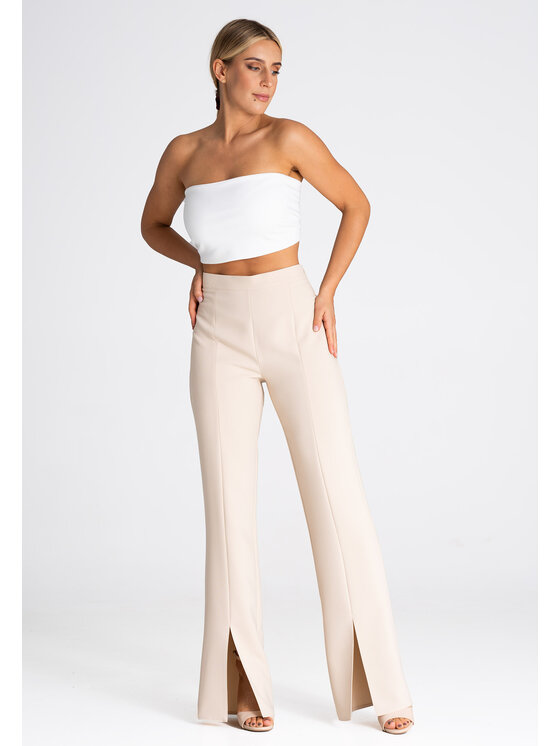 FIGL FIGLFIGL Pantaloni da donna M955 Beige Regular Fit