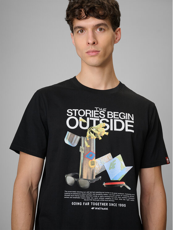 4F 4F T-Shirt NATURE’S TRAIL Czarny Regular Fit