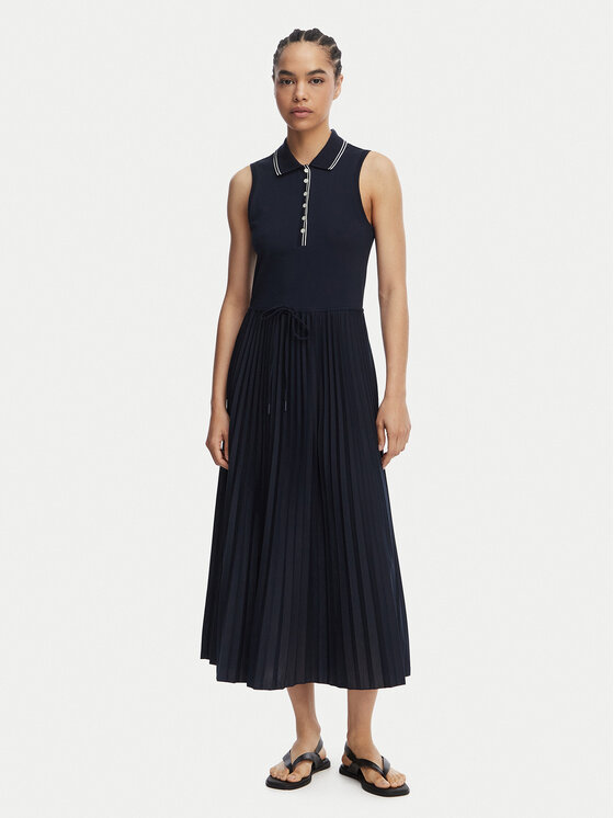 Tommy Hilfiger Tommy Hilfiger Kleid für den Alltag 1985 Pleated WW0WW49621 Dunkelblau Regular Fit