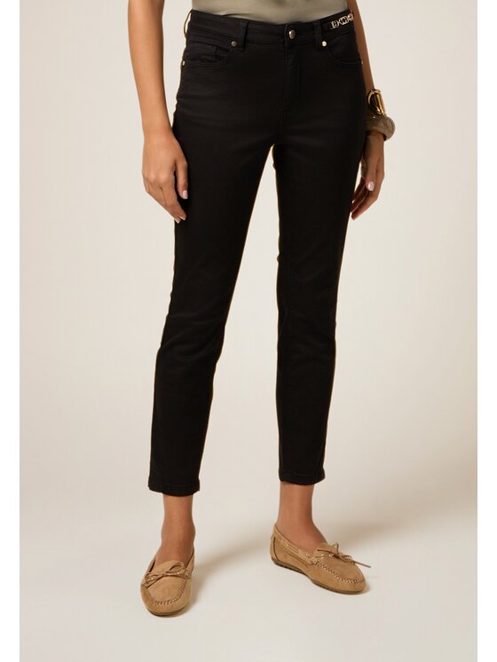 Oltre Oltre Pantaloni di tessuto P728R008665N033 Nero Skin Fit