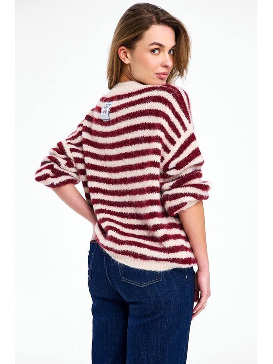 NAOKO NAOKO Sweter Frosted Wine Bordowy Regular Fit