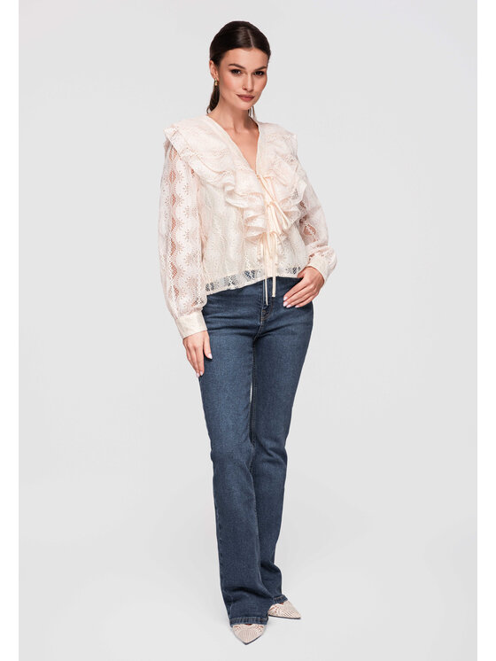 Ombre Ombre Bluzka OW-TS-E0027 Beżowy Loose Fit
