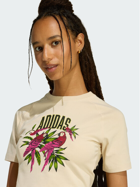 adidas adidas T-Shirt 162545 Beżowy Fitted Fit