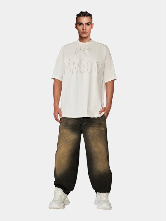 MADE BY SOCIETY MADE BY SOCIETY T-Shirt Tricou BIT-CRUSH - T17202 Biały Basic Fit