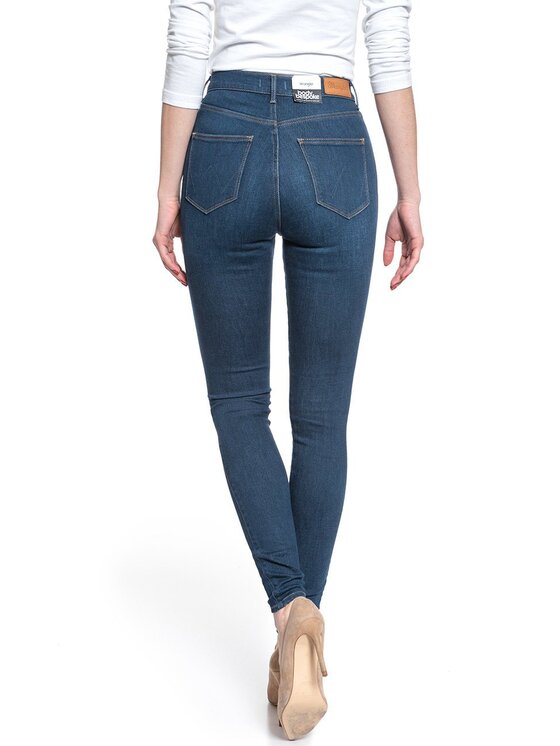 Wrangler Wrangler Jeansy SUPER HIGH SKINNY Niebieski Skinny Fit
