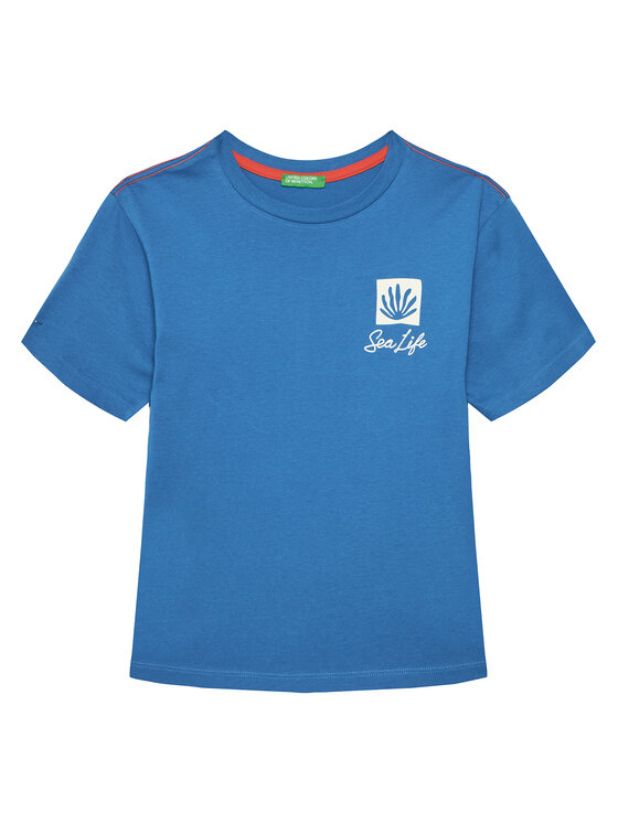 United Colors Of Benetton T-Shirt 3I1XC10P4 Niebieski Oversize