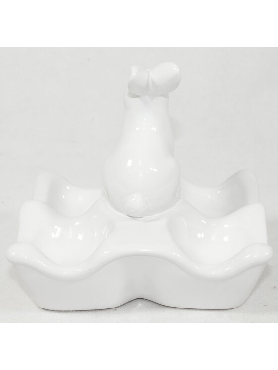 MIAhome MIAhome Miseczka na jajka z zajączkiem 13x14x12 cm Biały