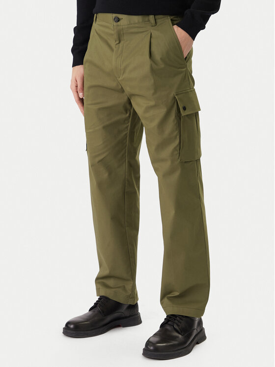 HUGO Hlače iz tkanine Craysen 50553180 Khaki Straight Fit