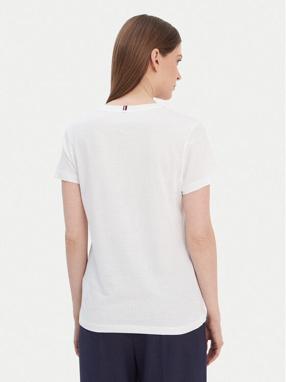 Tommy Hilfiger Tommy Hilfiger Tričko Heritage V-Neck Tee WW0WW24969 Biela Regular Fit