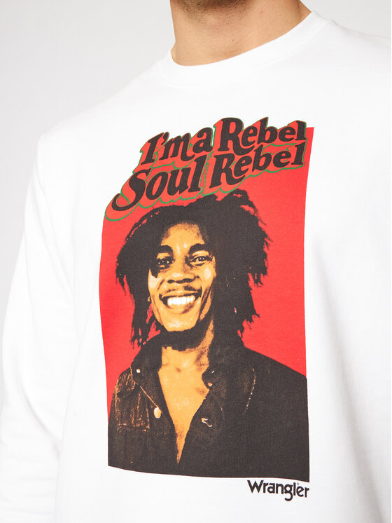 Wrangler Wrangler Felpa BOB MARLEY Soul Rebel Crew W681H1989 112141474 Bianco Regular Fit