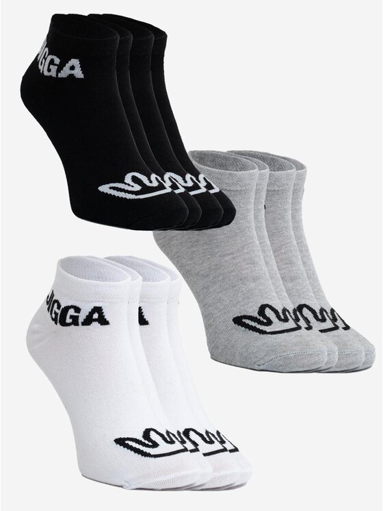 Jigga Wear Jigga Wear Zestaw 6 par niskich skarpet męskich Zestaw 6 Par Niskich Skarpet Czarny / Biały / Szary Jigga Wear Classic Name uni Kolorowy