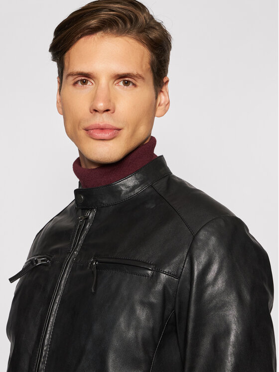 Serge Pariente Serge Pariente Geacă de piele Tonic Negru Regular Fit