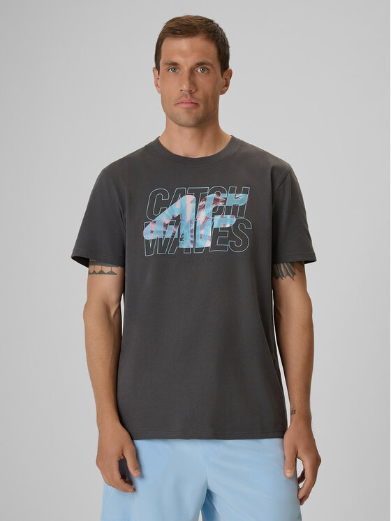 4F 4F T-Shirt CATCH THE WAVE Szary ciemny Regular Fit