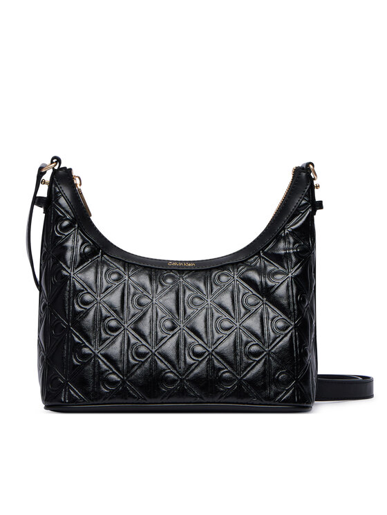 Calvin Klein Calvin Klein Дамска чанта Emblem Aop Debossed Shoulder Bag LV04F3874G Черен