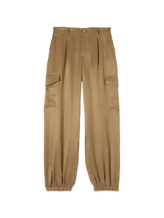 Oltre Oltre Spodnie materiałowe P010J002661N032 Kremowy Baggy Fit