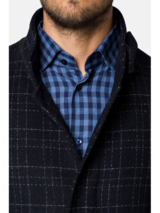 Lancerto Lancerto Płaszcz wełniany Mauricio Granatowy Regular Fit