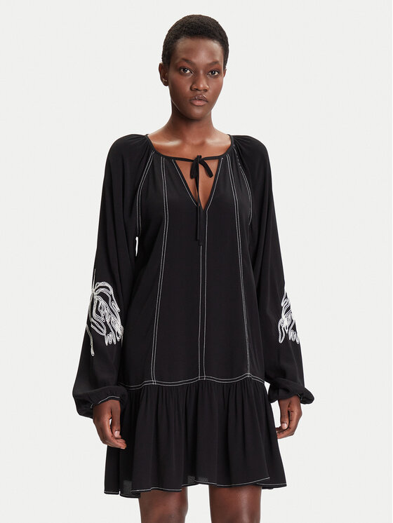 Desigual Rochie de zi Silvianegro 25WWVW19 Negru Loose Fit