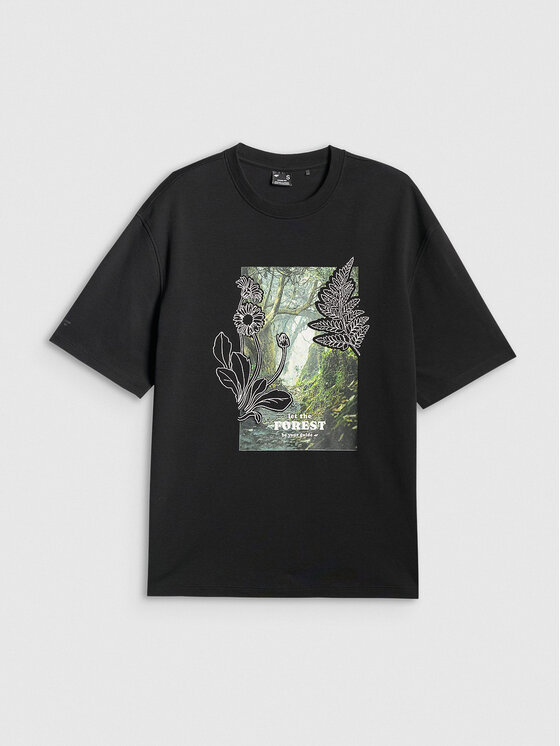 4F 4F T-Shirt CAMP Czarny Loose Fit