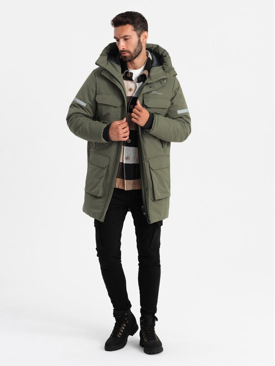 Ombre Ombre Parka OM-JALJ-0169 Khaki Regular Fit