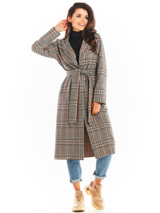 Awama Awama Płaszcz A368 Granatowy Basic Fit