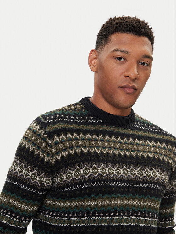 Barbour Barbour Sweter Case Fair MKN1027BK52 Czarny Regular Fit