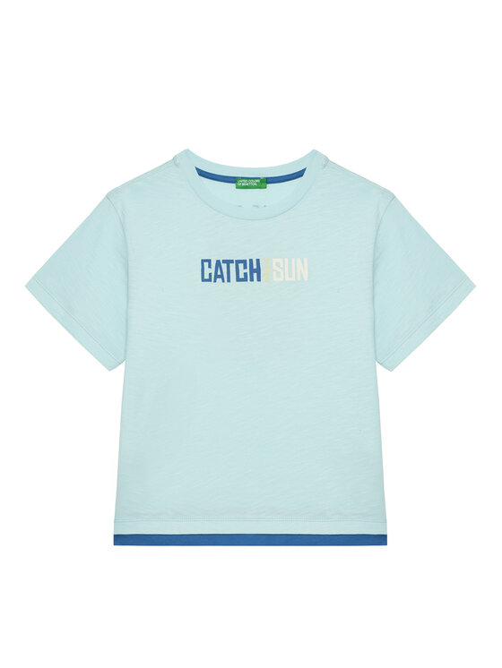 United Colors Of Benetton T-Shirt 3SLUG10JF Niebieski Regular Fit