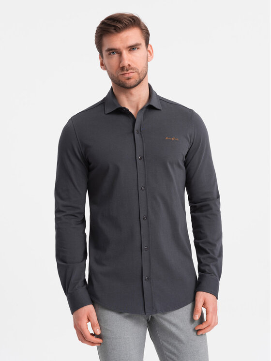 Ombre Ombre Košile OM-SHCS-0138 Šedá Regular Fit