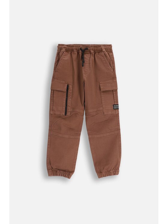 Coccodrillo Coccodrillo Kalhoty z materiálu ZC5119101XBK-018 Hnědá Regular Fit